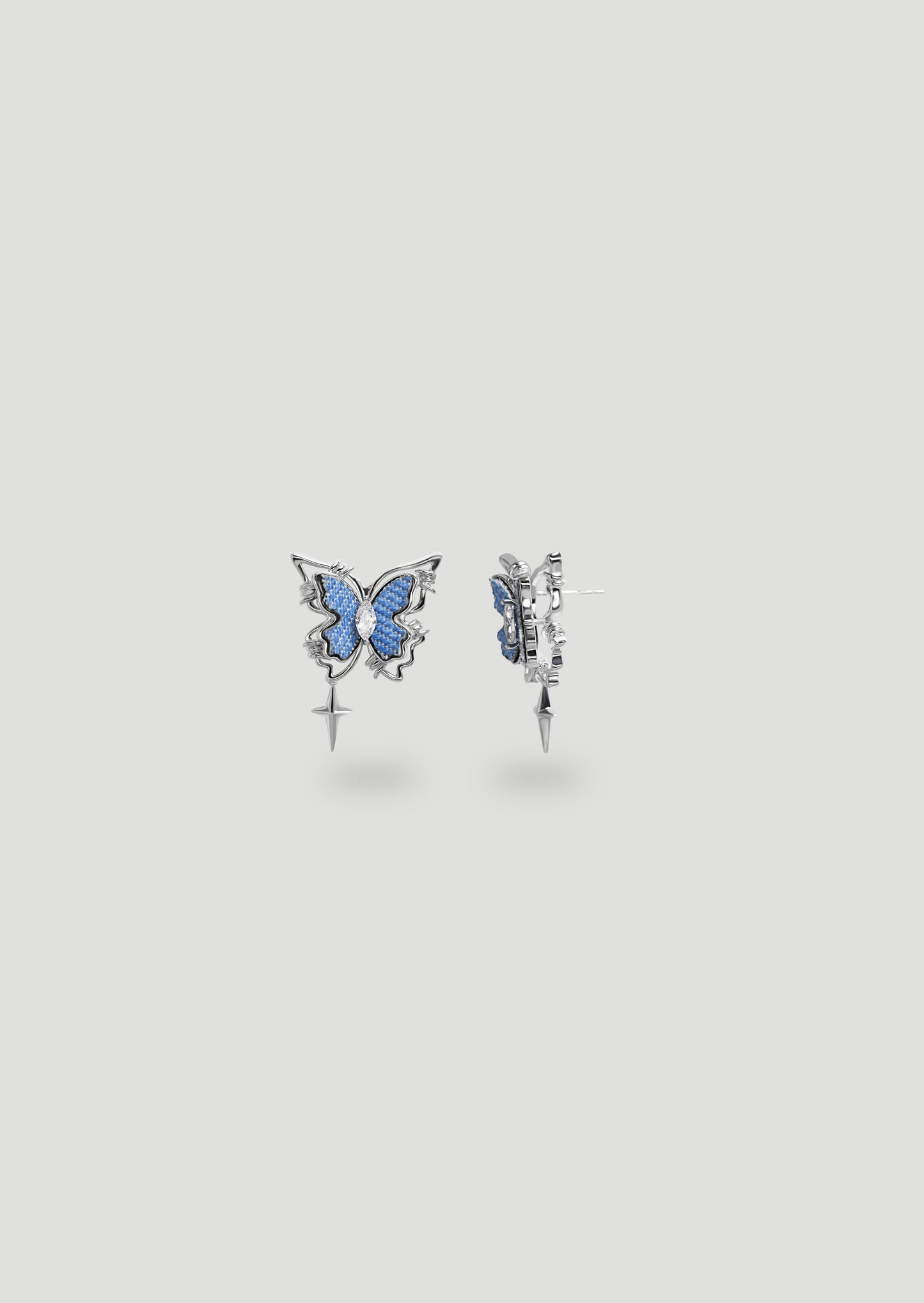 Orecchini denim butterfly con stella