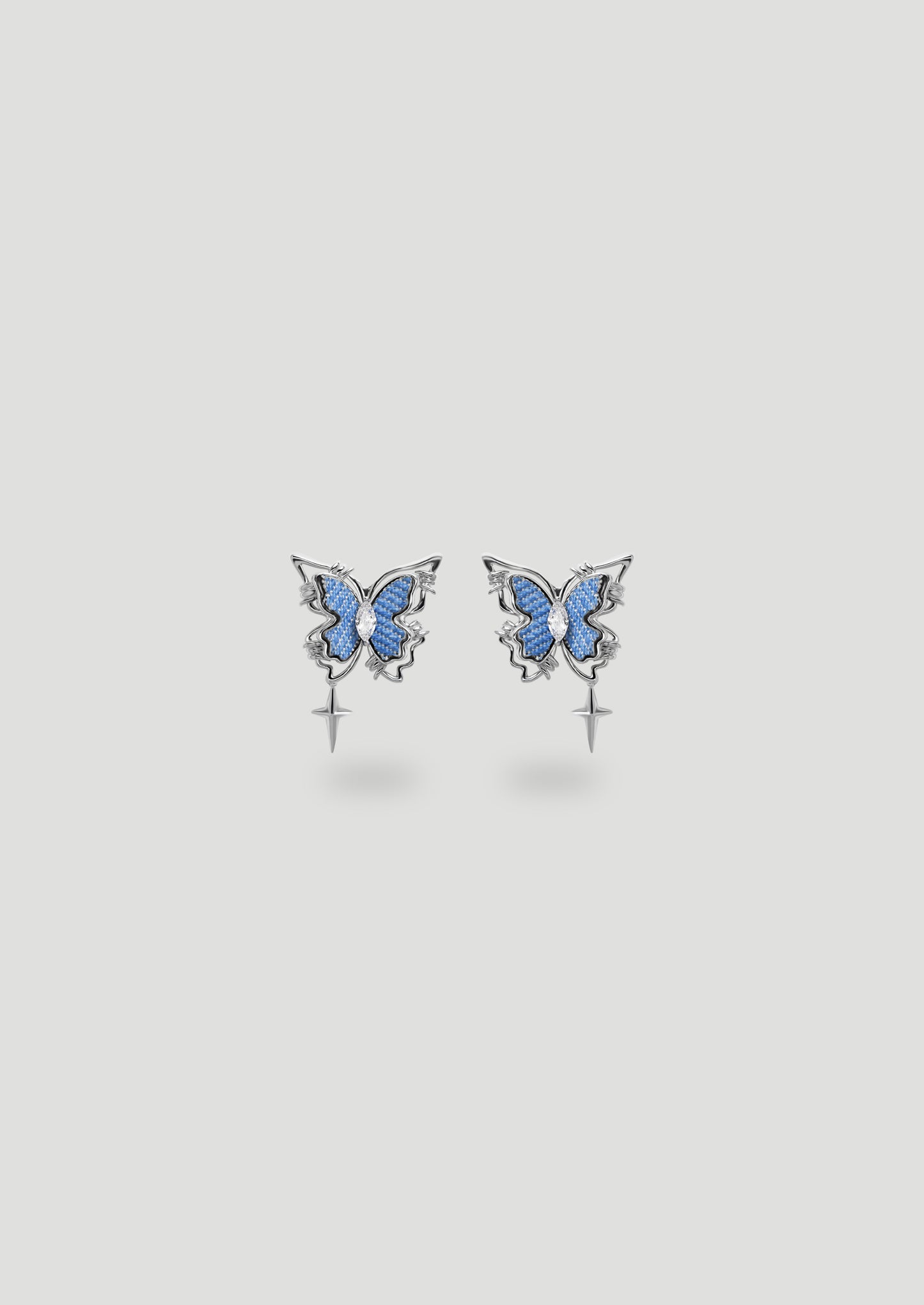 Orecchini denim butterfly con stella
